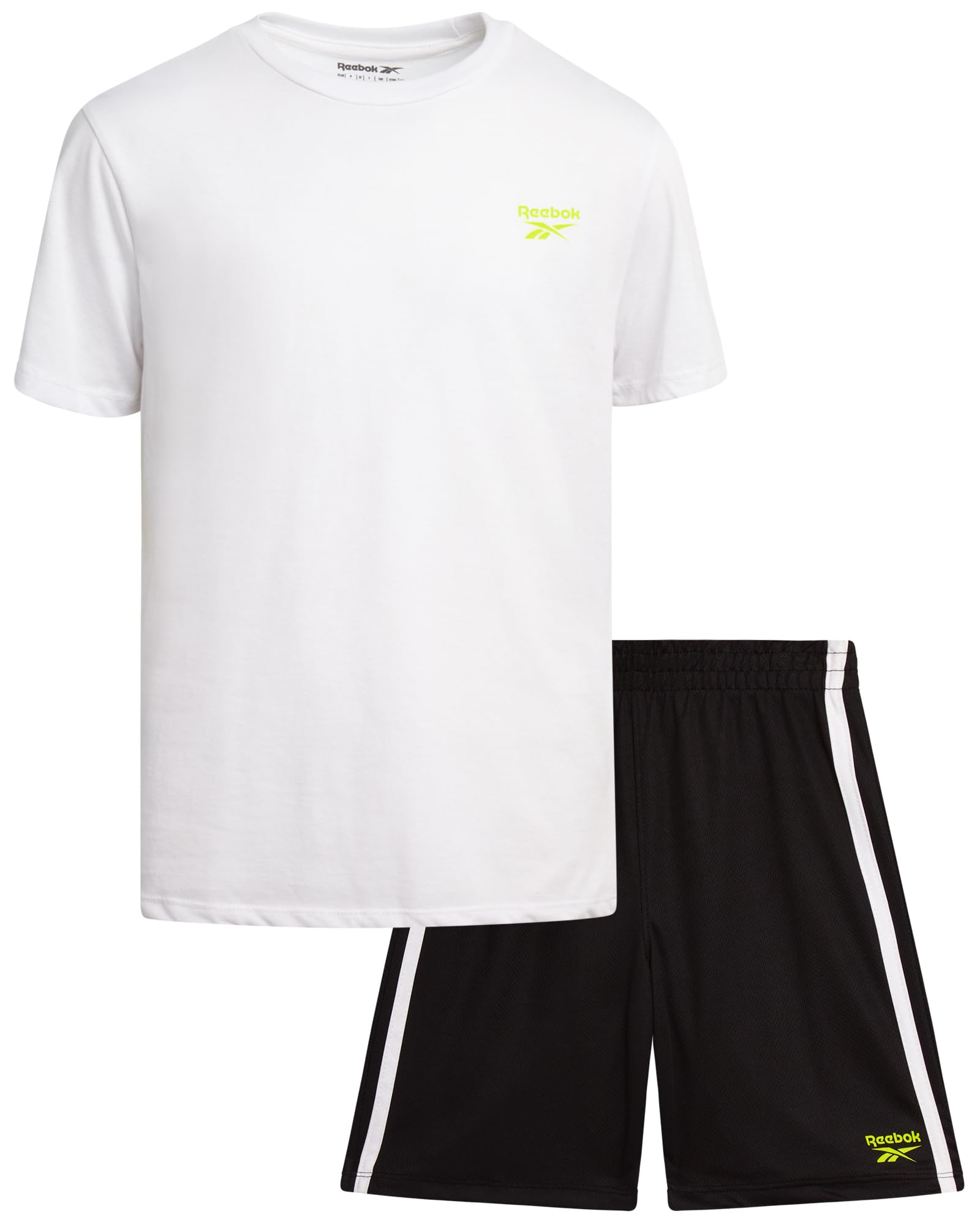 Reebok Boys Athletic Shorts Set - 2 Piece Summer Clothes Outfit with Pocket Tee and Boys Running Shorts for Active Kids